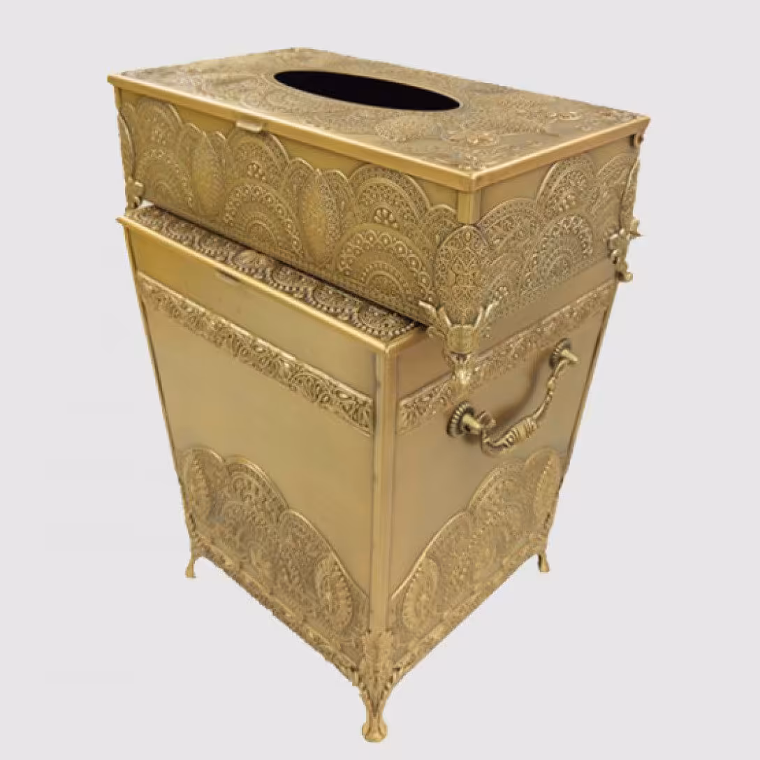 ست جای دستمال کاغذی و سطل آنتیک یونیک کد 1311