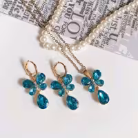 نیم ست جواهری استیل طرح پروانه