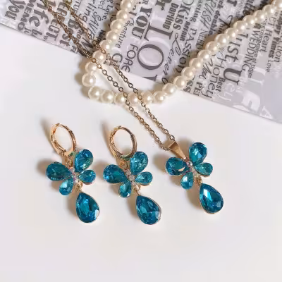 نیم ست جواهری استیل طرح پروانه