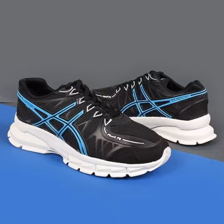 کفش کتانی مردانه طرح اسیکس رنگ مشکی آبی مناسب استفاده روزمره و پیاده روی