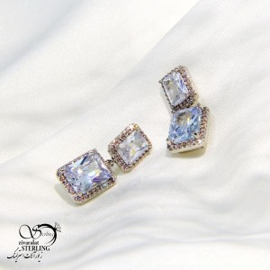 گوشواره آویز طرح جواهر مستطیلی کد 5891