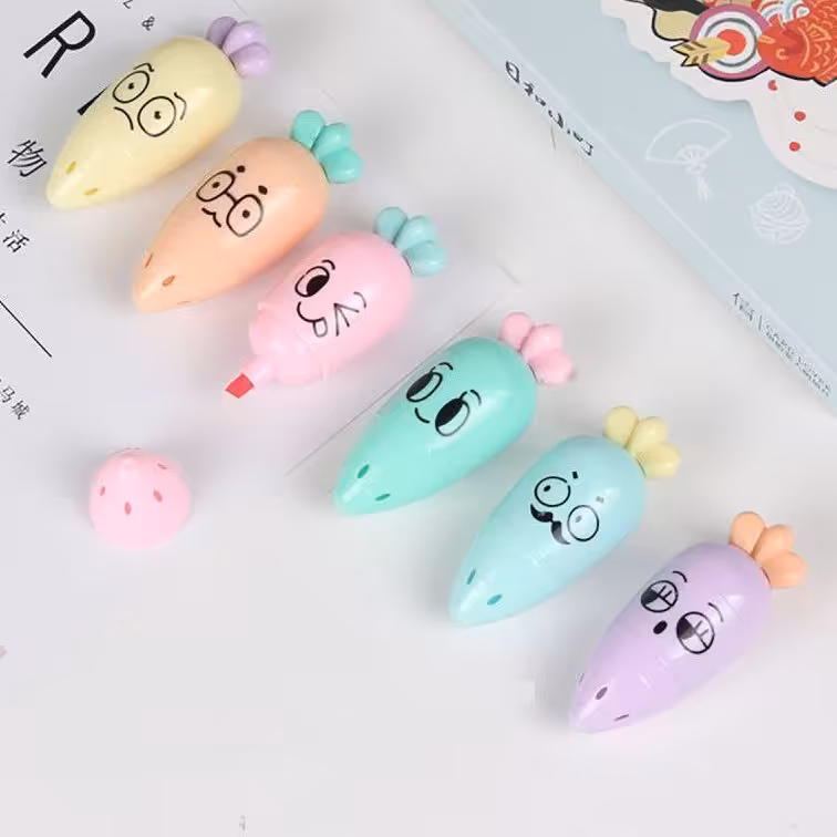 هایلایتر طرح هویج شش تایی فانتزی کیفیت عالی 