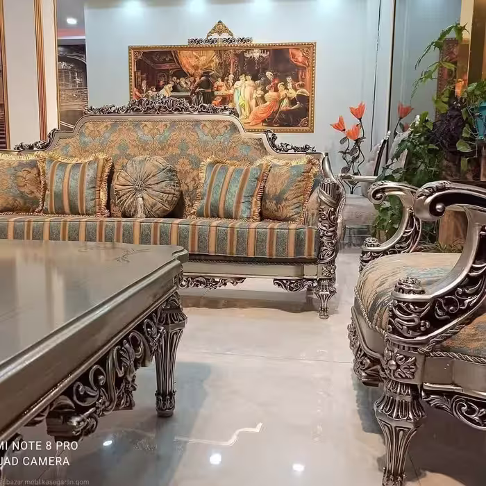 مبل کلاسیک نه نفره گلایول  مناسب خانواده های علاقه مند به مدل کلاسیک ارسال با باربری پس کرایه