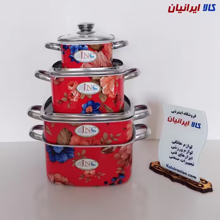 سرویس قابلمه مربعی 7 پارچه گلدار جنوب کد 20