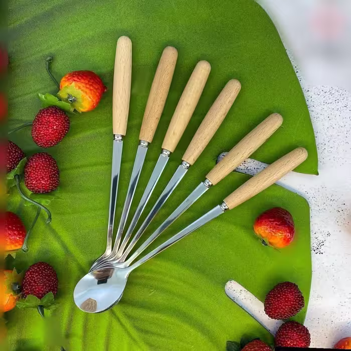 قاشق شربت دسته چوبی