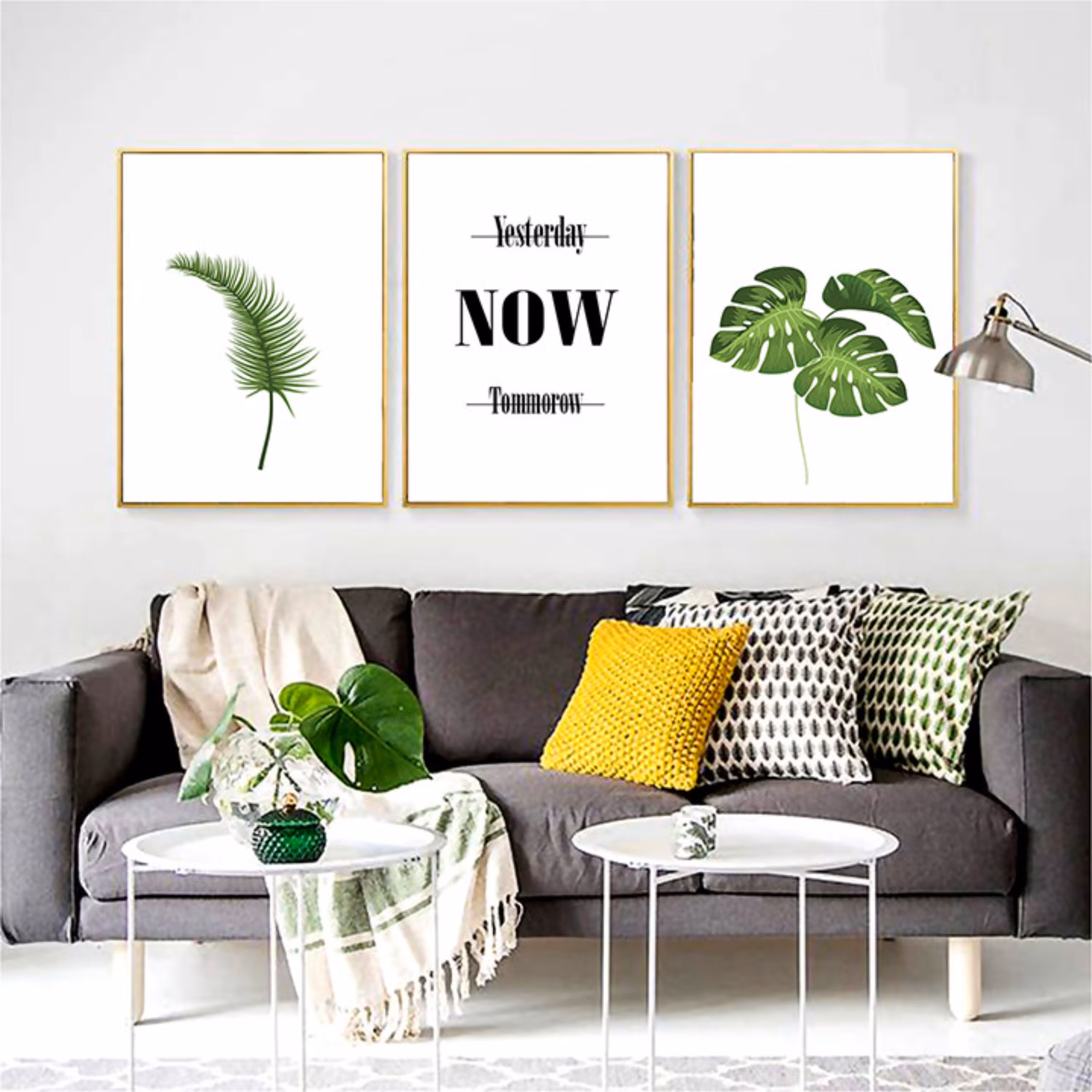 تابلو دکوراتیو مدل برگ انجیری NOW مجموعه 3 عددی سایز 30 در 40