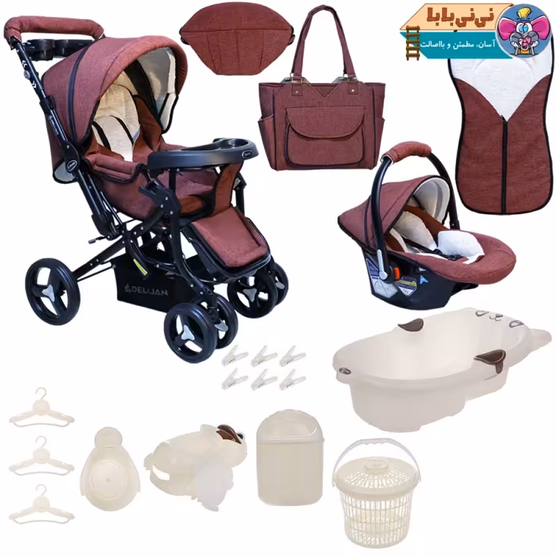 ست 13تکه کالسکه دلیجان طرح baby4life کد ZR202