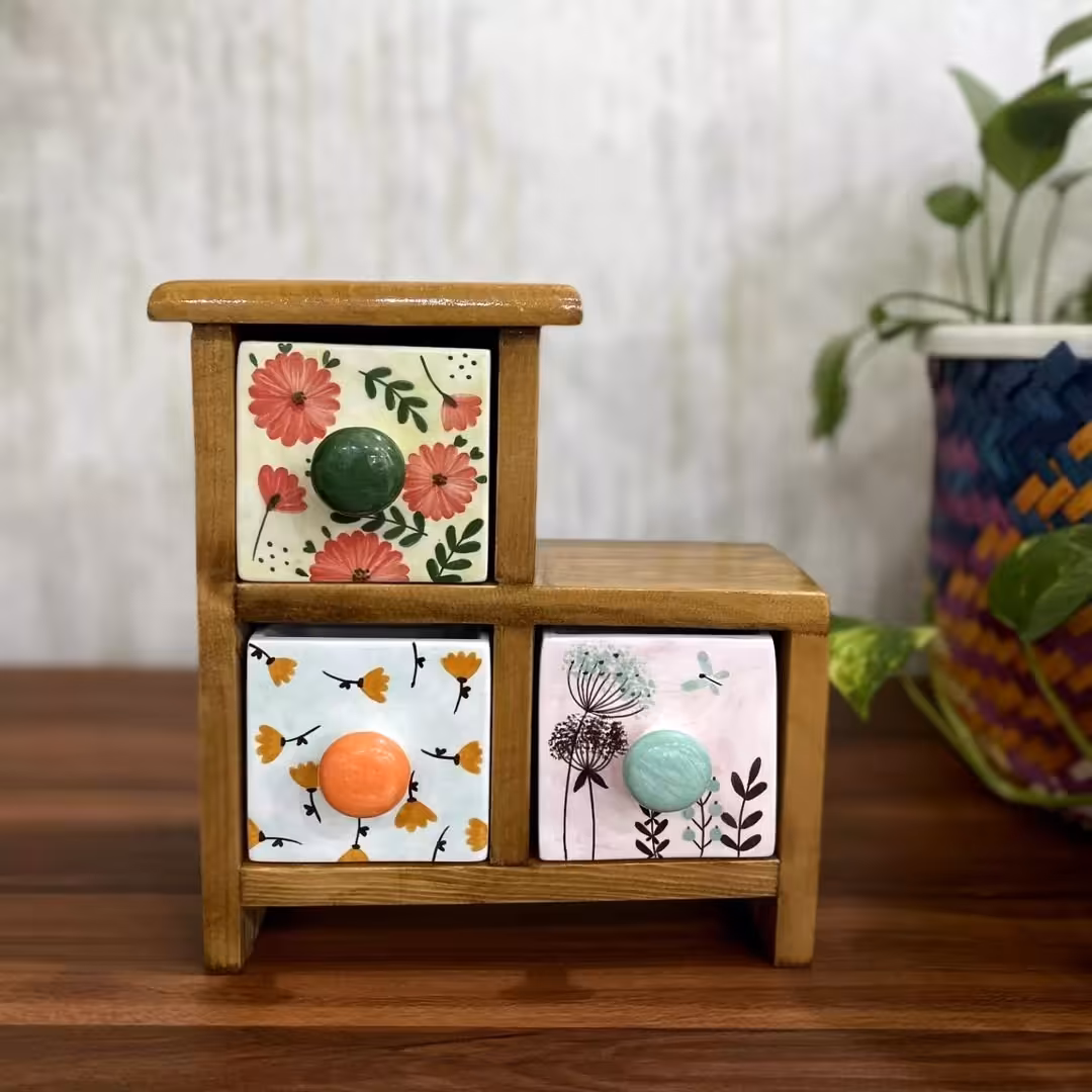 باکس 3 کشو (سرامیکی، چوبی)