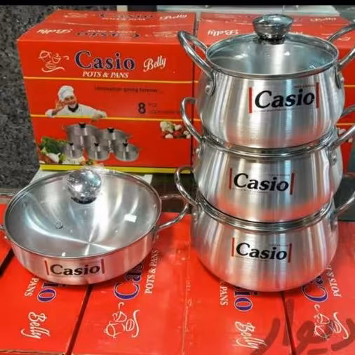 سرویس قابلمه کاسیو 8 پارچه درب شیشه ای