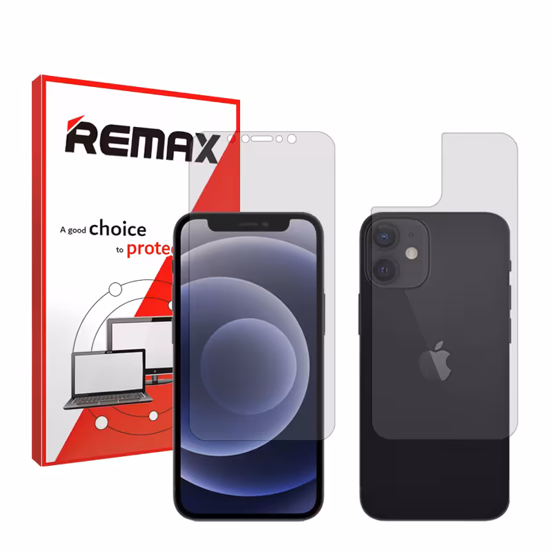 گلس صفحه نمایش و پشت گوشی اپل iPhone 12 mini مدل هیدروژلی شفاف برند ریمکس کد SS