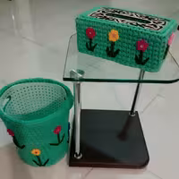 سطل زباله تریکویی و دستمال کاغذی تریکویی