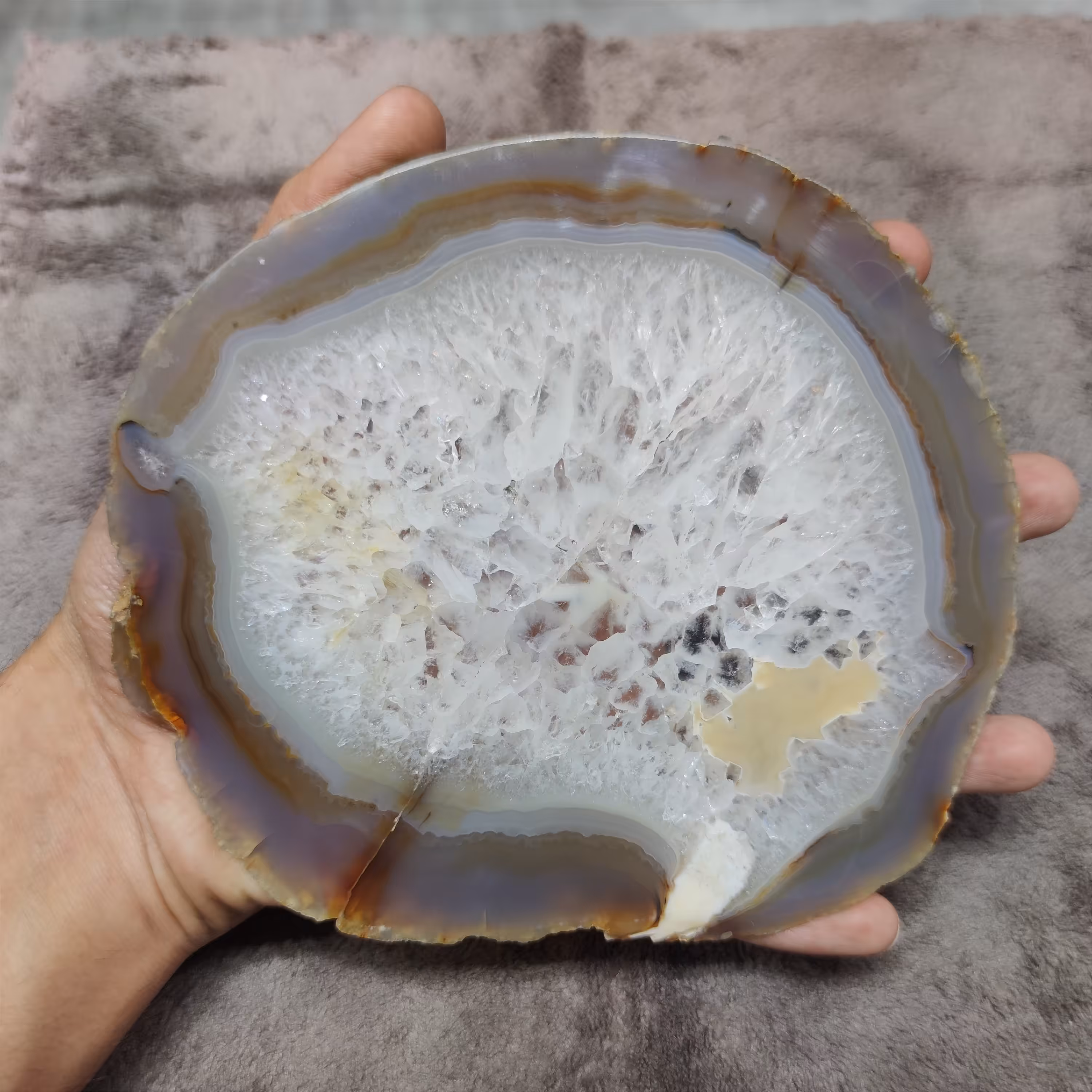 اسلایس تزیینی عقیق و کوارتز وارداتی سایز بزرگ زیبا و کلکسیونی مناسب دکور