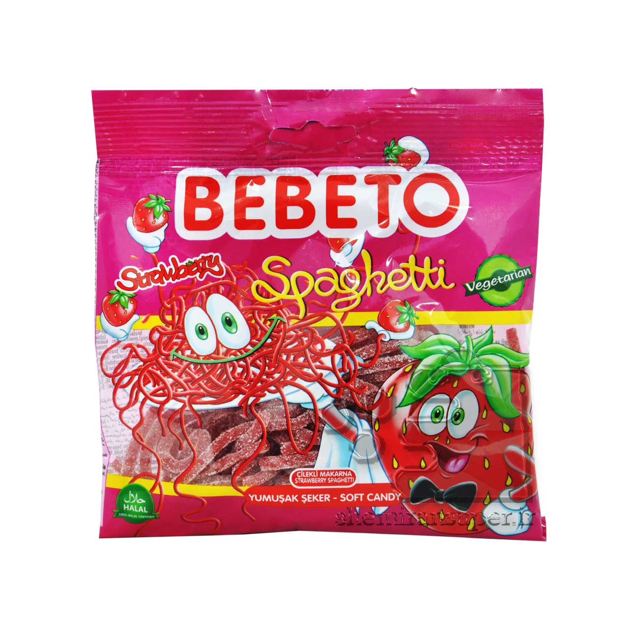 پاستیل اسپاگتی توت فرنگی شکری گیاهخواران ببتو - bebeto