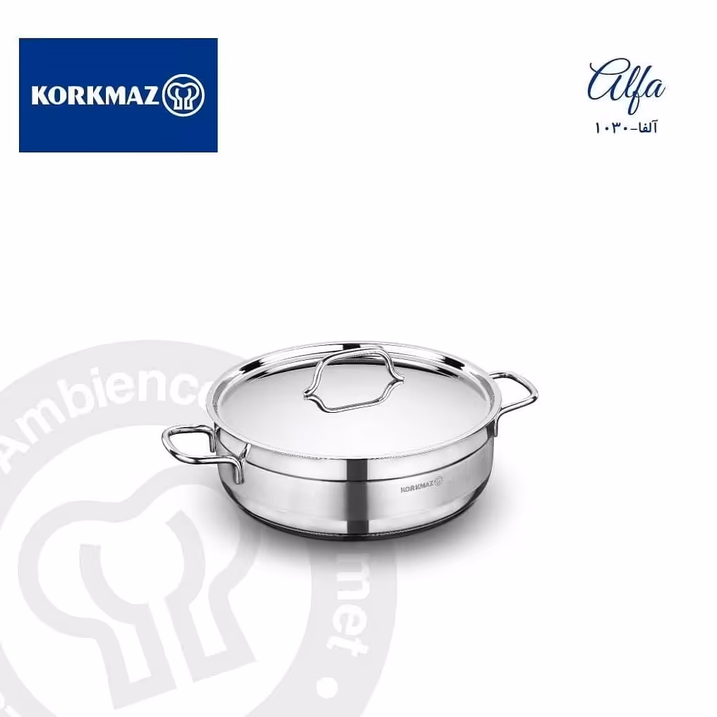  قابلمه کوتاه استیل کروکماز ترکیه سایز 30 مدل 1030 طرح آلفا