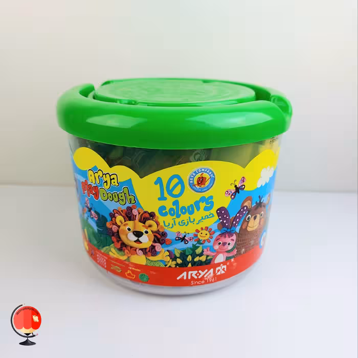 خمیر بازی 10 رنگ سطلی آریا DVD دار رنگ سبز کد 1731