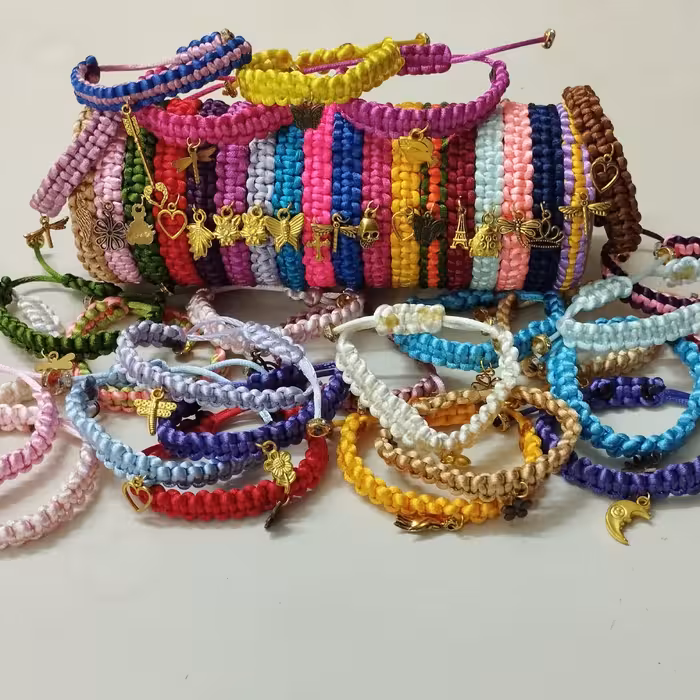 دستبند دوستی تک رنگ بسته 3 عددی