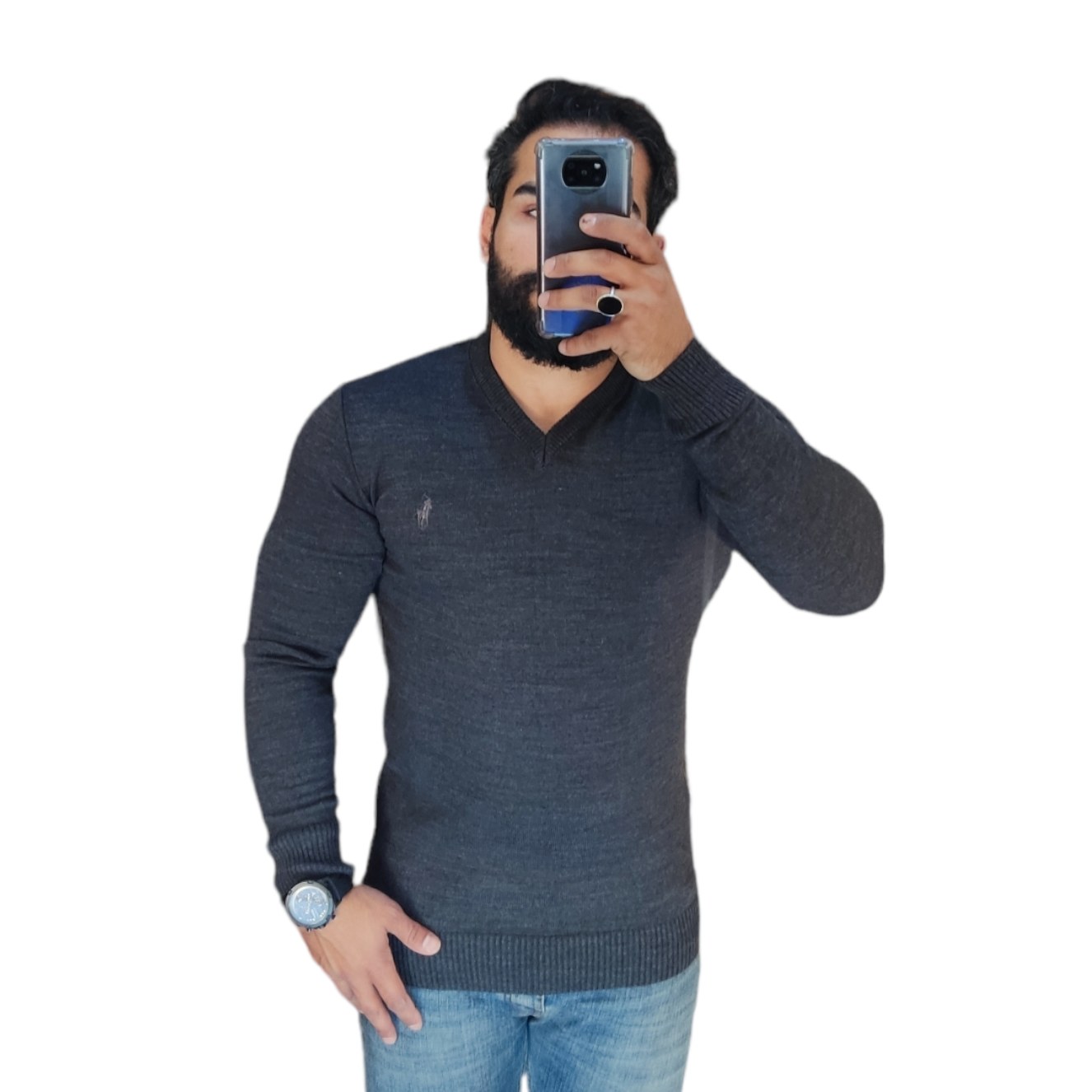 یقه 7 مردانه رنگ نوک مدادی