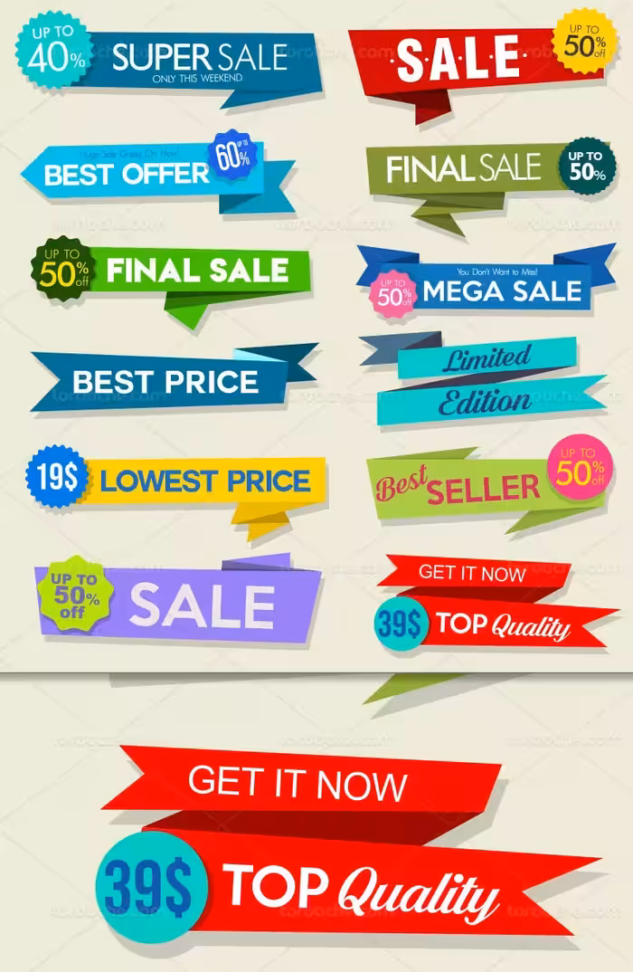 وکتور لیبل فروش مدرن رنگی | گرافیک با طعم تربچه