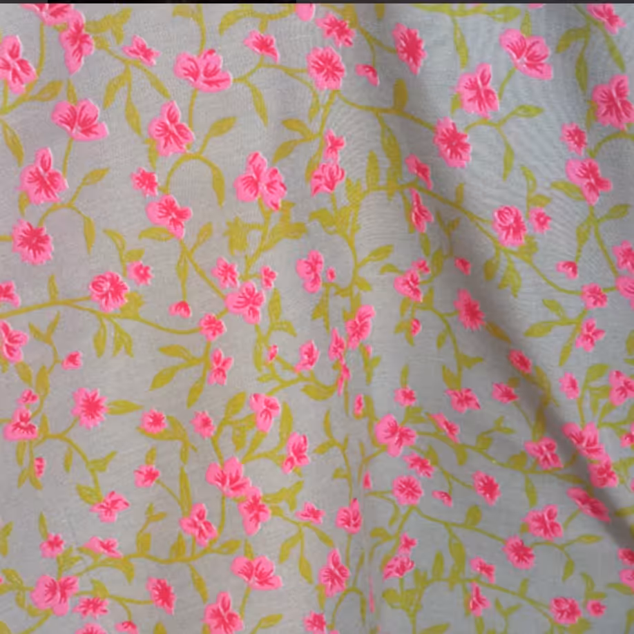 پارچه نخی گلدار با عرض 150 مدل بهار