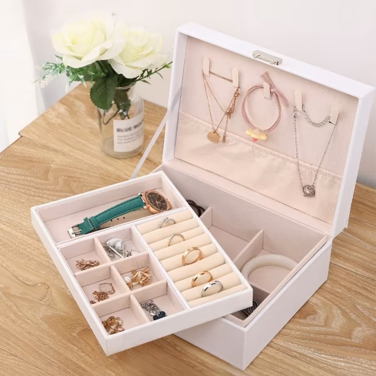 جعبه کلکسیونی دو طبقه سفید