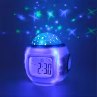 ساعت دیجیتال موزیکال رومیزی آلارم دار و چراغ خواب رقص نور دار کروی