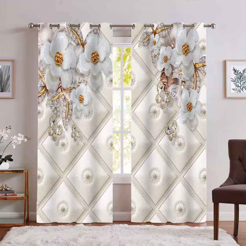 پرده سه بعدی طرح گل PK-7446