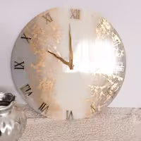 ساعت رزین ماربل طوسی طلایی