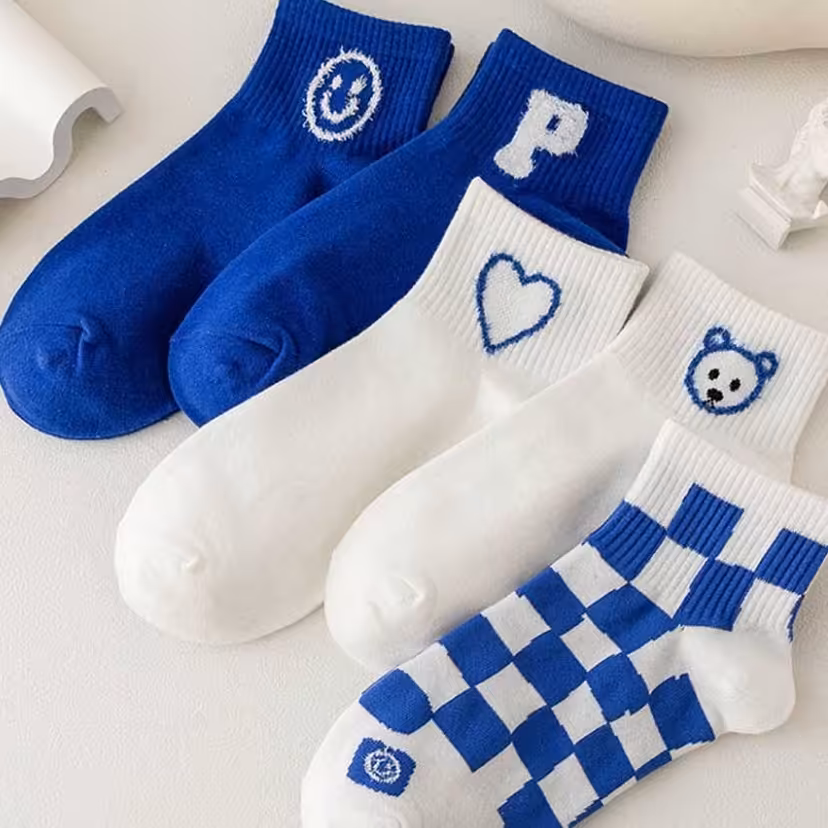 جوراب ساق کوتاه آبی فانتزی