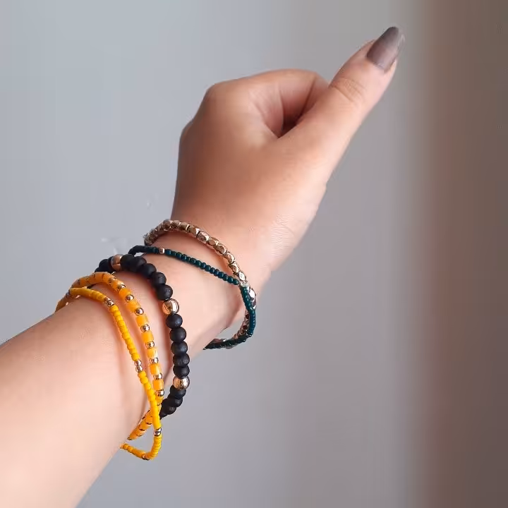 پک دستبند مهره ای دستبند کشی 5 عدد دستبند 