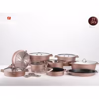 سرویس قابلمه راکلند تمیس سری جدید آلمانی درجه یک 21پارچه با تابه مرغ و ماهی(رزگلد) پس کرایه