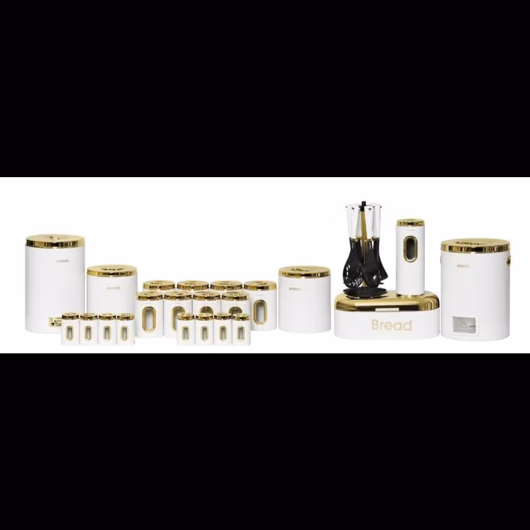 سرویس آشپزخانه 29 پارچه سفید درب طلایی 