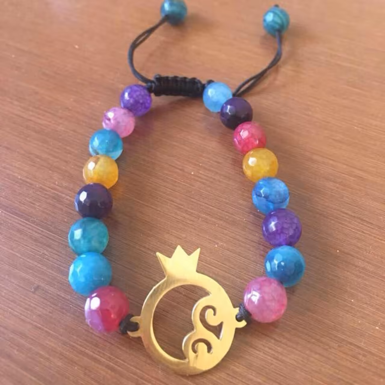 دستبند سنگ با پلاک استیل