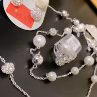 ست گردنبند گوشواره انگشتر مروارید و نگین 