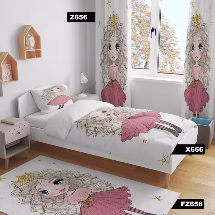 روتختی تکنفره عرض تخت 120طرح دخترموفرفری3بروا گالری با کیفیت درجه یک و دوخت عالی