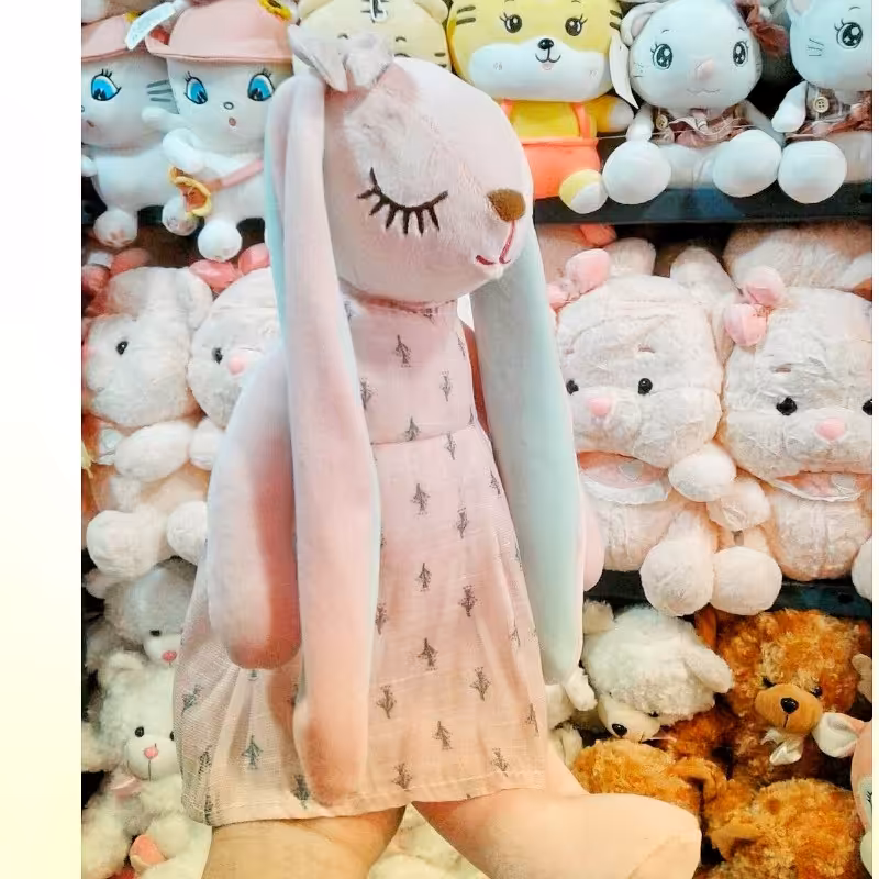 عروسک خرگوش آنجل45سانت عروسک هایلی انجل گوش دراز  خرگوش صورتی خرگوش انجل پارچه خارجی صورتی دخترانه 45سانت سایز بزرگ