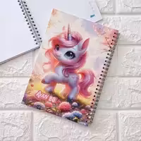 دفتر سیمی 80 برگ خط دار آوان فانتزی یونیکورن جلد گلاسه ضخیم