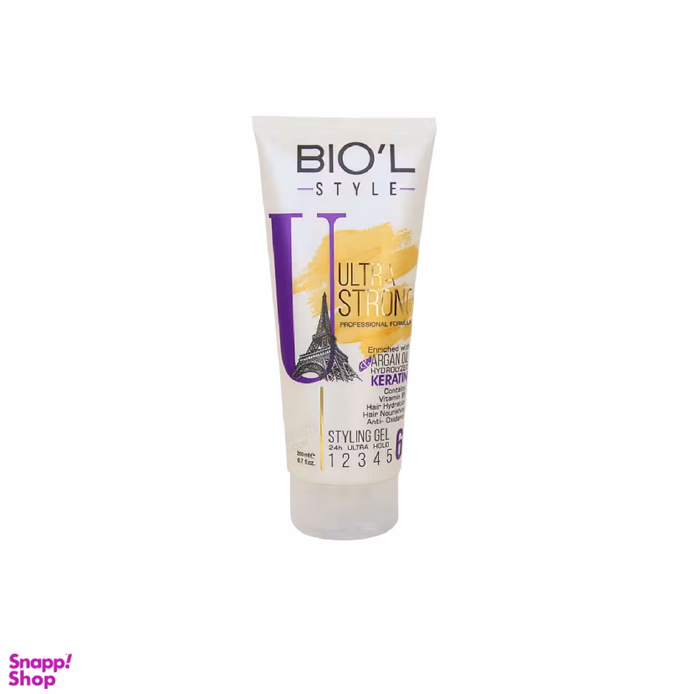 ژل مو بیول (Biol) با قدرت نگه دارندگی فوق العاده بالا حاوی روغن آرگان و کراتین شماره 6 حجم 200 میلی لیتر