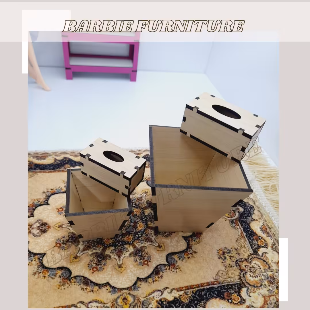 جاکلینکسی مینیاتوری چوبی سطل زباله و جاکلینکس ( دستمال کاغذی ) سایز بزرگ