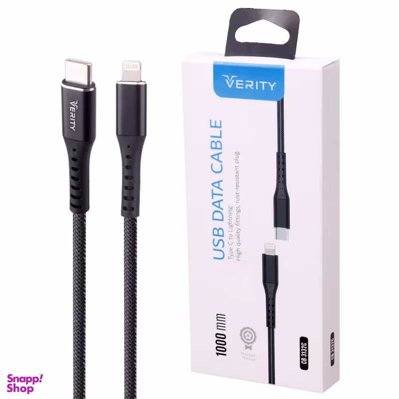 کابل شارژ لایتنینگ وریتی مدل CB3132C PD طول ۱ متر