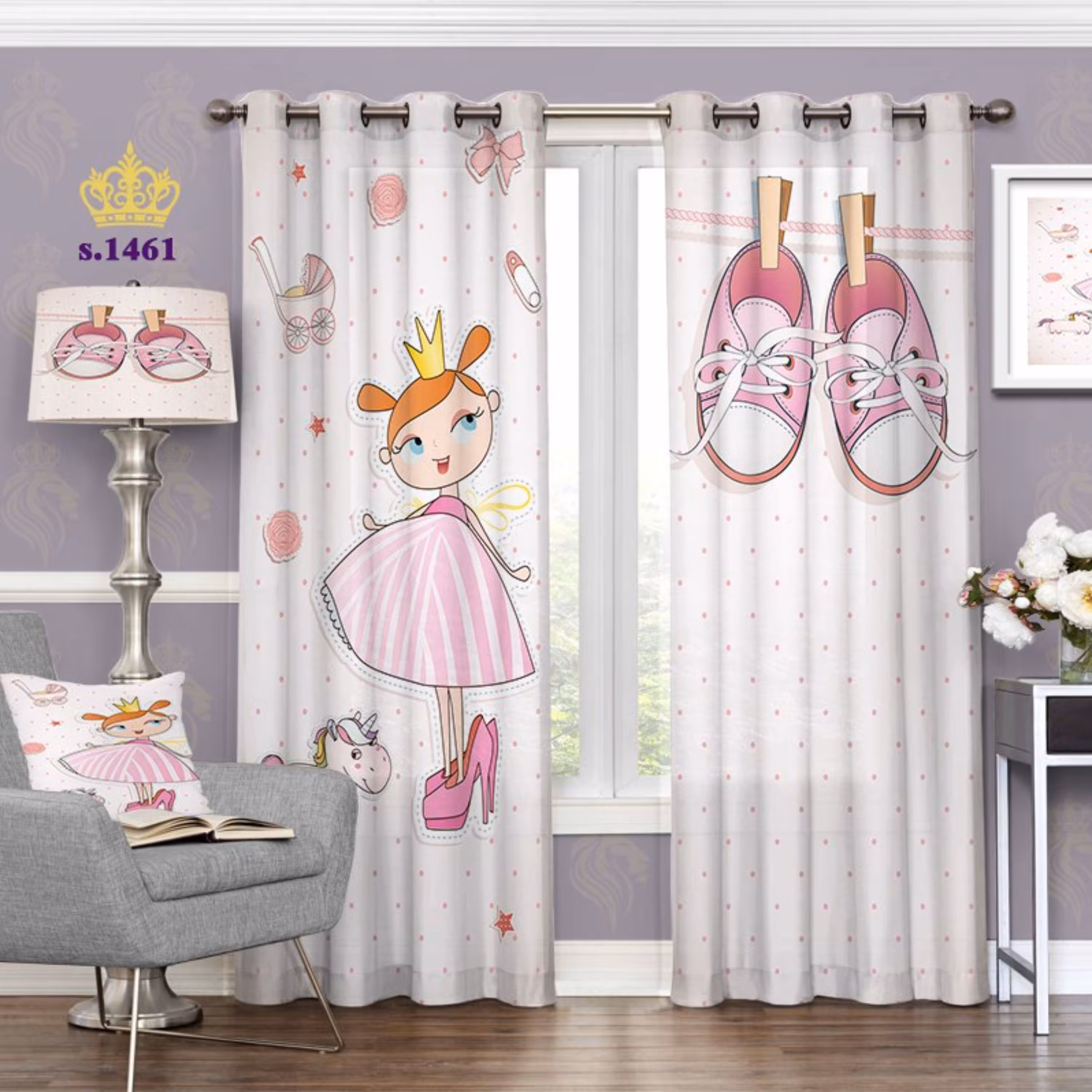 پرده اتاق کودک دخترونه - کد 1461