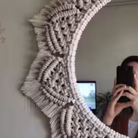 آیینه قطر 35 بزرگ کار دست مکرومه 