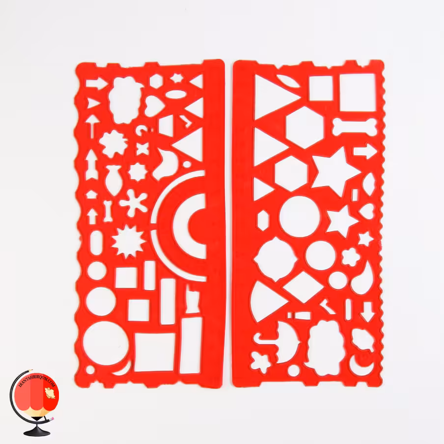 خط کش شابلون دار ژله ای بسته دو عددی قرمز