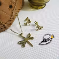 نیم ست استیل رنگ ثابت طلایی طرح سنجاقک