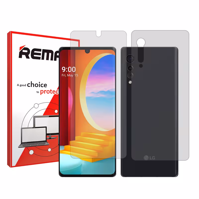 گلس صفحه نمایش و پشت گوشی ال جی (LG) Velvet 5G مدل هیدروژلی شفاف برند ریمکس کد SS