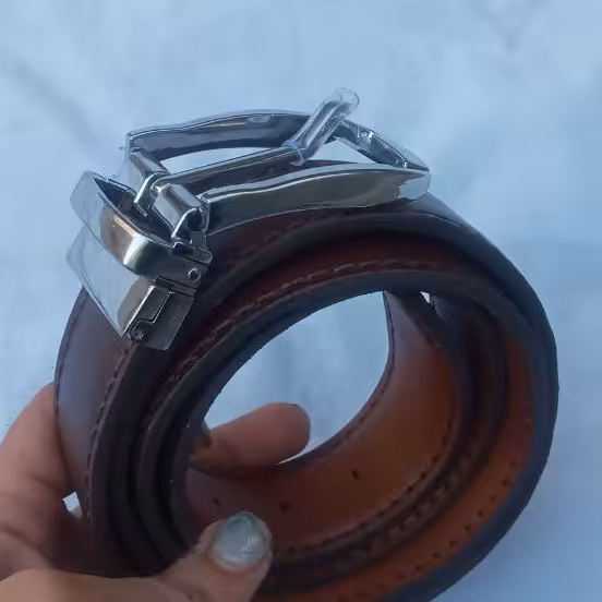 کمربند دورو چرم گاوی با سگک چرخشی قابل سفارش در رنگ های مختلف