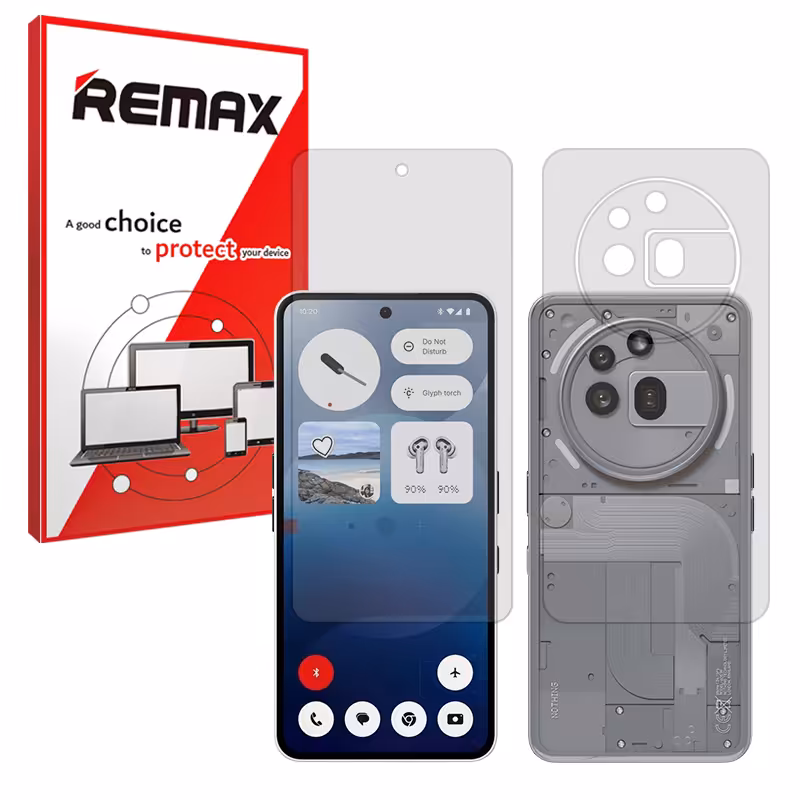 گلس صفحه نمایش و پشت گوشی ناتینگ فون 3a Pro مدل هیدروژلی شفاف برند ریمکس کد SS