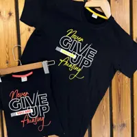 تیشرت مشکی پسرانه  بسیار باکیفیت سایز 55 و 60و 65 طرح GIVE UP