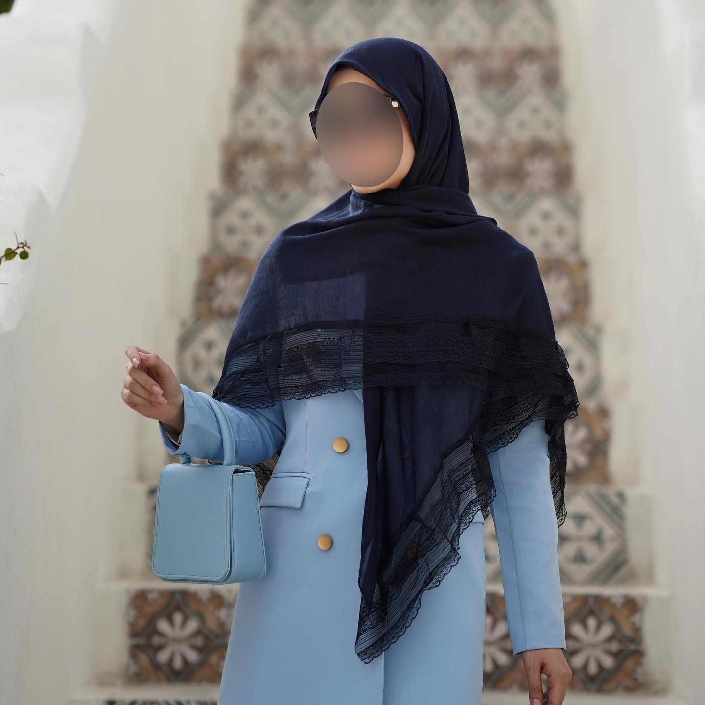 روسری نخ پنبه دور گیپور قواره 140 کد 1-125