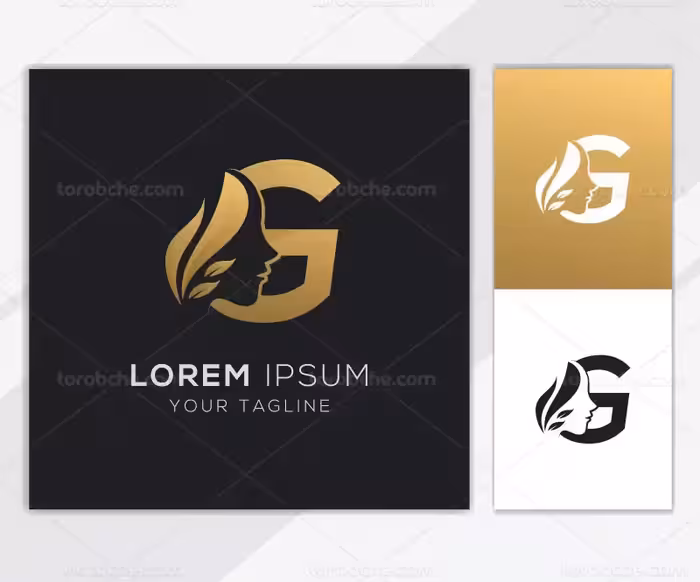 وکتور لوگو طلایی سالن زیبایی | گرافیک با طعم تربچه