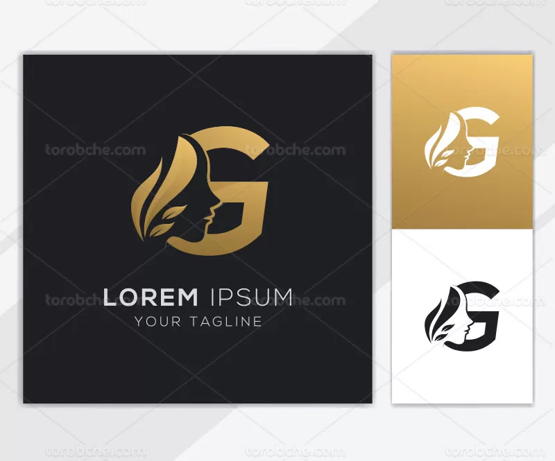 وکتور لوگو طلایی سالن زیبایی | گرافیک با طعم تربچه